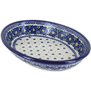 Blue Rose Polish Pottery 151 Vena Oval Baker - 1 of 1