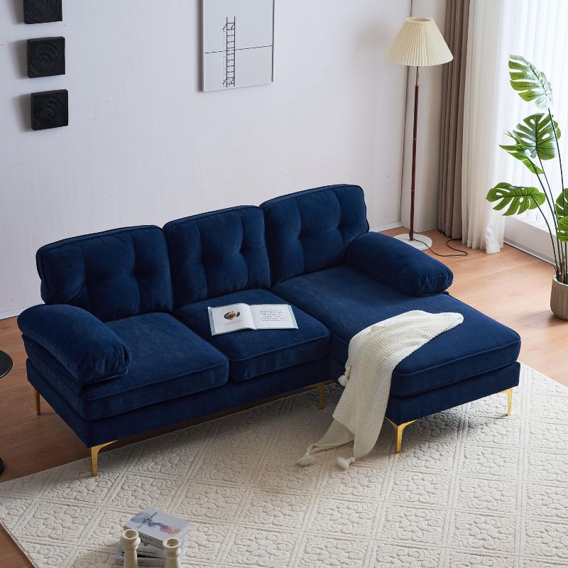 83" Modern Velvet Upholstered Sectional Sofas Couch-ModernLuxe, 1 of 11