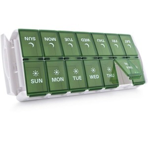 TookMag Weekly Medicine Pill Organizer Twice a Day, Easy Fill AM/PM Pill Box, Quick-Refill 7 Day Pill Cases for Vitamin,Fish Oil, Supplements, Black - 1 of 4