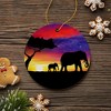 Elephant Silhouette Ornament, Exotic Nature Sunset of Africa Christmas Decoration - 4 of 4