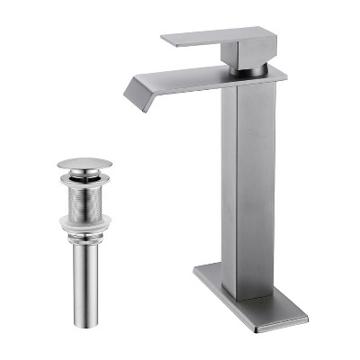 PAGED Bathroom Faucet with Pop-Up Drain, Single Handle Bathroom Sink Faucet with Overflow, Faucet for Bathroom