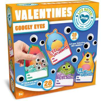 Joyin 28 Pack Valentine's Greeting Cards with Stick-On Monster Googly Google Eyes for Kids, Classroom Exchange Party Favor Toy