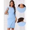 INSPIRE CHIC Women's 3/4 Sleeve Bodycon Round Neck Wrap Wear to Work Church Pencil Midi Dress - 2 of 4