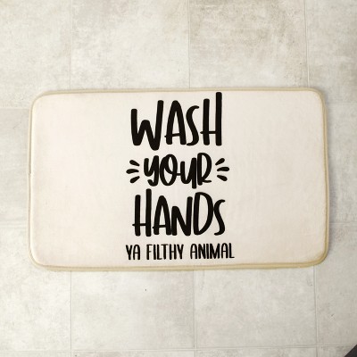 Lakeside Wash Your Hands Ya Filthy Animal Bathroom Rug with Nonslip Latex Backing