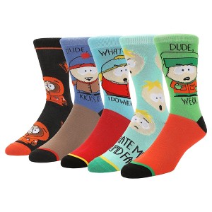South Park Characters & Catchphrases Men’s 5-Pair Pack Casual Crew Socks - 1 of 4