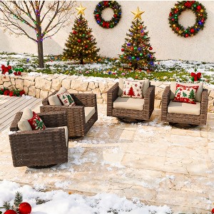 EAGLE PEAK Harbor Haven 4 PCS Wide Wicker Swivel Rocking Chair for Outdoor Patio Cushioned - 1 of 4