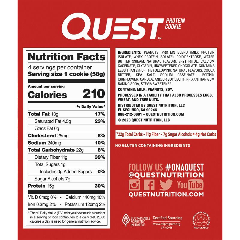 Quest Nutrition Protein Cookie - Peanut Butter Chocolate Chip, 4 of 9