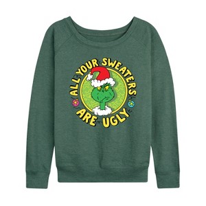 Women's - Dr. Seuss -  Lightweight French Terry Wide Neck Long Sleeve Shirt - 1 of 4
