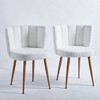 Dining Chair Set Of 2, Modern Dining Chair With Iron Tube Wood Color Legs And Shorthair Cushions - 2 of 4