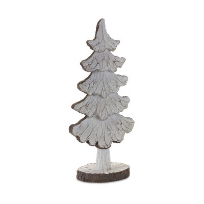Rustic White and Brown Resin Pine Tree Decor Set
