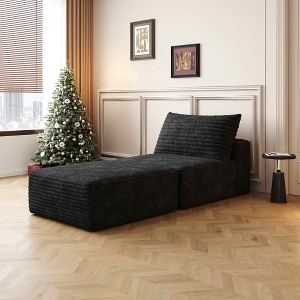 MAYEERTY 135" Large Modular Sofa Black - 135" 6-Seat, Corduroy, Sofa Bed, No Assembly, for Apartment/Living Room - 1 of 4