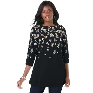 Jessica London Women's Plus Size Stretch Cotton Boatneck Tunic - 1 of 4