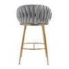 DSVIMOY Counter and Bar Stool Set of 2 Velvet Bar Stool with Hand Wave Back and Golden Base for Kitchen, Gray, 24.02"*20.87"*18.5" - 2 of 4