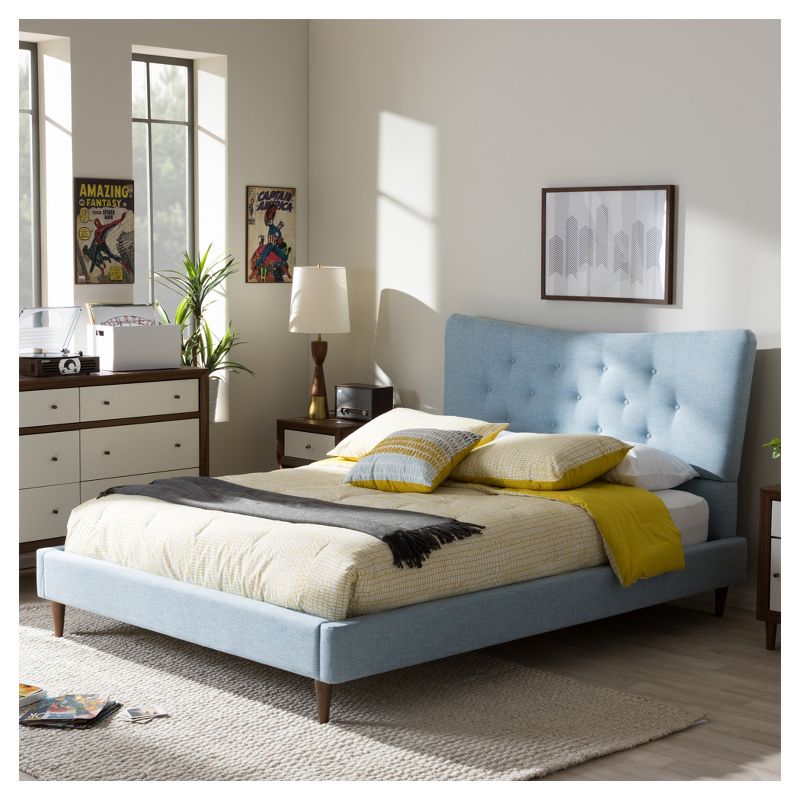 Hannah Mid - Century Modern Fabric Platform Bed - Queen - Baxton Studio, 6 of 7