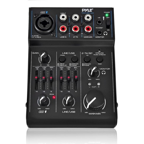 Pyle Wireless DJ Audio Mixer - 3 Channel Bluetooth Compatible DJ Controller  Sound Mixer, Mic-Talkover, USB Reader, Dual RCA Phono/Line In, Microphone