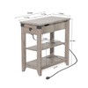 Set of 2 Narrow End Tables, Flip Top Side Tables with Charging Station, Nightstands - 2 of 4