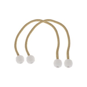 Unique Bargains Magnetic Buckle Large Faux Pearl Curtain Strap Polyester Rare Earth Magnet 2 Pcs - 1 of 4