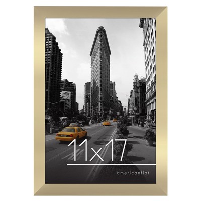 Americanflat 11x17 Gold Picture Frame, Legal Sized Paper Display. Shatter-Resistant Glass. Hanging Hardware Included