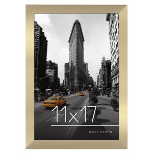 Americanflat 11x17 Gold Picture Frame, Legal Sized Paper Display. Shatter-Resistant Glass. Hanging Hardware Included - 1 of 4