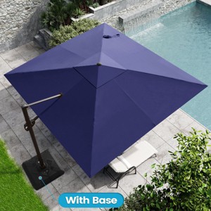 Crestlive Products 10.5FT Square Cantilever Umbrella Outdoor 360 Degree Rotation Offset Umbrella 6 Heights Adjustable with Base - 1 of 4