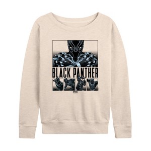 Women's - Marvel - Black Panther Grid Lightweight French Terry Wide Neck Long Sleeve Graphic Shirt - 1 of 4
