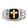 Black Bow Jewelry Men's 13mm Stainless Steel, Gold Tone Plated & CZ Cross Tapered Ring - 3 of 4