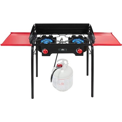 Outdoor Propane Stove on Wheel Cart with 2 burners