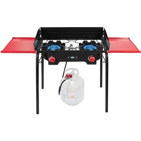 Hike Crew Double-Burner Camping Stove, Portable Propane Stovetop W/Bag