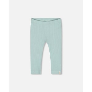Deux par Deux Girl Flat Back Rib Capri Legging Pale Teal - 1 of 4