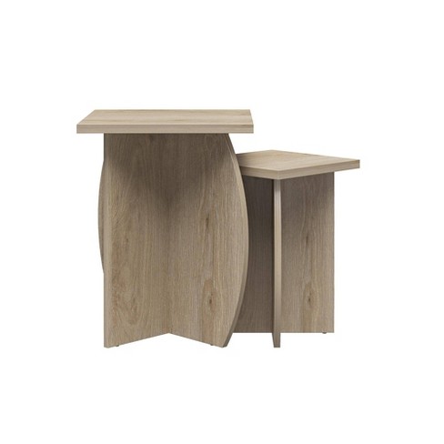 Set Of 2 Voler Nesting End Tables Light Oak Novogratz Engineered Wood Space saving Design Target