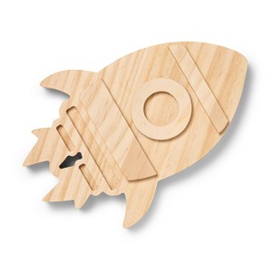 FreeStanding Wood Rocket Ship - Mondo Llama™: Wooden Spaceship, Unfinished Craft, 3+ Years, 6" Height - 1 of 4