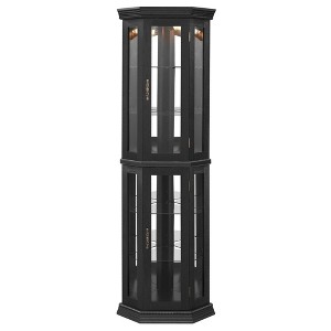 ChicFurnit Decorative Storage Cabinet Elegant Corner Curio Cabinet with Adjustable Shelves for Home Decor, Black, 41.34"*18.7"*10.63" - 1 of 4
