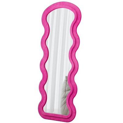 JUJABU Full-Length Wavy Floor Mirror with Stand for Bedroom or Living Room