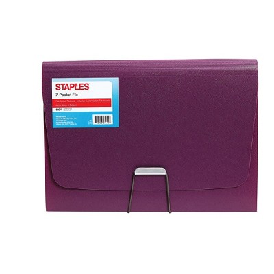 Staples Plastic 7 Pocket Reinforced Expanding Folder Letter Size Purple TR52021/52021