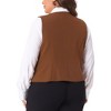 Agnes Orinda Women's Plus Size Double Breasted Retro Lapel Collar with Pockets Suit Vests - 4 of 4