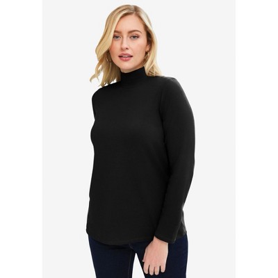 Jessica London Women's Plus Size Long Sleeve Mockneck Tee