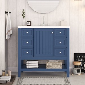 Osparple 36" Bathroom Vanity with Sink Painted Finish Modern Freestanding Bathroom Sink  Vanities with Cabinet and 3 Drawers for Bathroom - 1 of 4