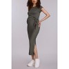 Women's Crew Neck Short Sleeve Side Tie Maternity Midi Dress | Motherhood Maternity - 3 of 4