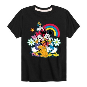 Boys' - Disney - Character Group Rainbow Flower Short Sleeve Graphic T-Shirt - 1 of 4