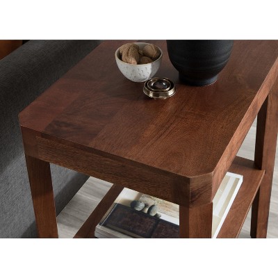 Talcott Walnut Brown Mango Wood Two-Tier End Table