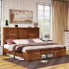 AMERLIFE Farmhouse Size Bed Frame with Sliding Barn Door Storage - 3 of 4