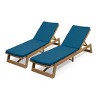 Christopher Knight Home Maki Outdoor Acacia Wood Chaise Lounges with Cushion (Set of 2) - 2 of 4