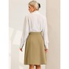 Allegra K Women's Pleated Button Decor High Waist Casual Office Swing Midi Skirts - 3 of 4