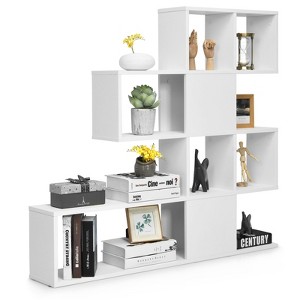 Tangkula 5-Shelf Modern Ladder Corner Bookshelf Display Storage Rack for Home&Office - 1 of 4