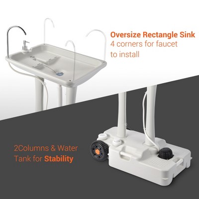 30L Portable White HDPE Camping Sink with Wheels and Soap Dispenser