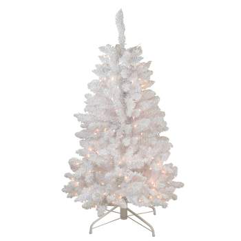 Northlight 4' Prelit Artificial Christmas Tree Slim Flocked Pine - Clear Lights