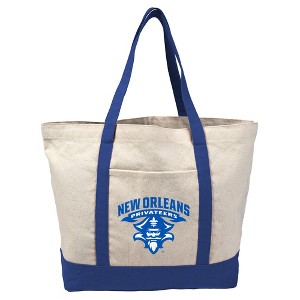University Of New Orleans Primary Logo Canvas Tote Bag With External Pocket, Reusable Shoulder Bag for Shopping, School, Beach - 1 of 4
