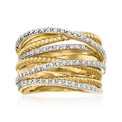 Ross-Simons 0.25 ct. t.w. Diamond Highway Ring in 18kt Yellow Gold Over Sterling Silver