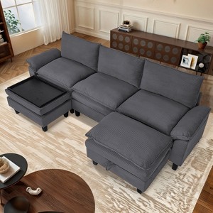 MyDepot Modern Sectional Sofa Corduroy Cloud Couch - 1 of 4