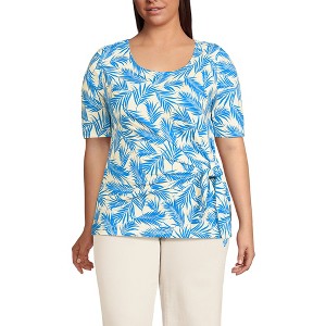 Lands' End Women's Lightweight Jersey Tie Front Top - 1 of 3